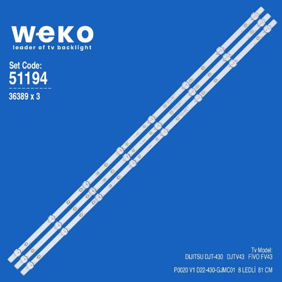 WKSET-6194 36389X3 P0020 V1 D22-430-GJMC01 3 ADET LED BAR resmi