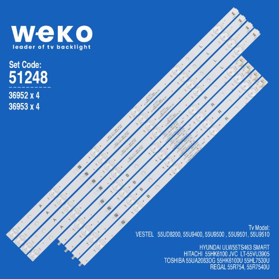 WKSET-6248 36952X2 36953X2 JL.D550B/C1330-078AS-M_V02 4 ADET LED BAR (11+12LENS) resmi