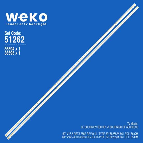 WKSET-6262 36594X1 36595X1 60 V16.5 ART3 2652 REV 0.4 L/R-TYPE  2 ADET LED BAR (66LED) resmi