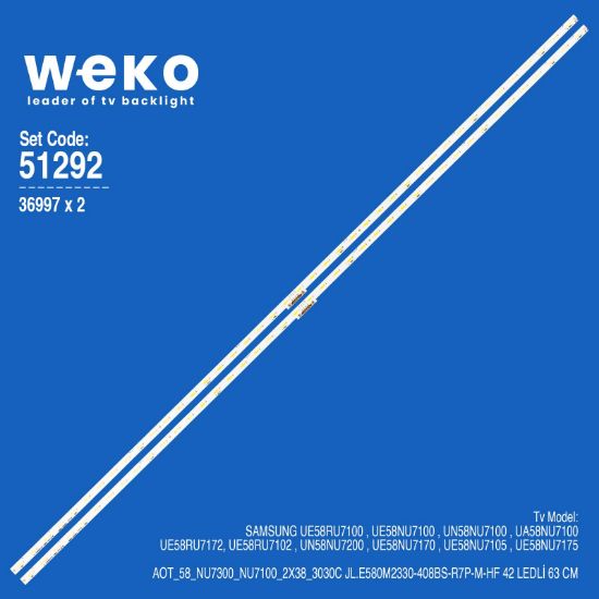 WKSET-6292 36997X2 AOT_58_NU7300_NU7100_2X38_3030C 2 ADET LED BAR (42LED) resmi