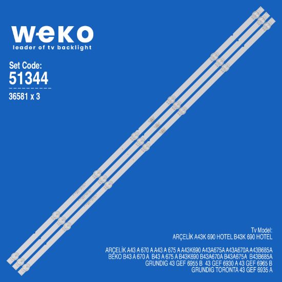 WKSET-6344 36581X3 RF-AZ430016SE30-0701 A0  3 ADET LED BAR resmi