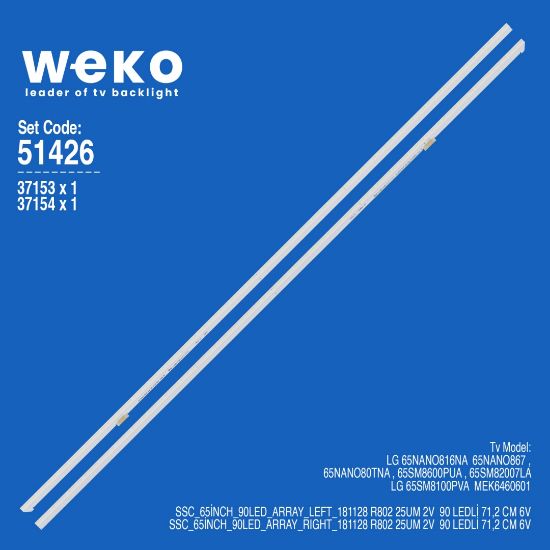 WKSET-6426 37153X1 37154X1 SSC_65İNCH_90LED_ARRAY_LEFT/RIGHT_181128  2 ADET LED BAR (90LED) resmi