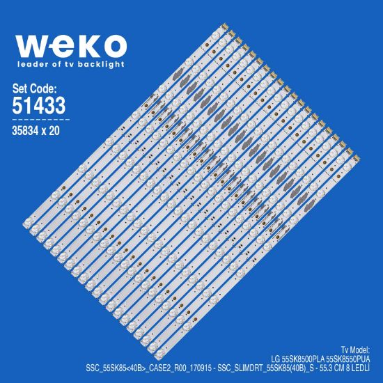 WKSET-6433 35834X20 SSC_SLIMDRT_55SK85(40B)_S  20 ADET LED BAR resmi