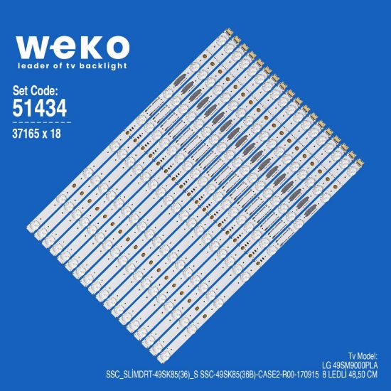 WKSET-6434 37165X18 SSC_SLİMDRT_49SK85(36)_S 18 ADET LED BAR resmi