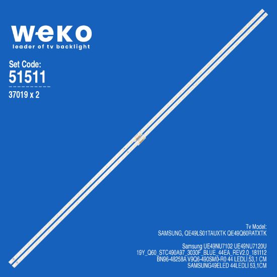 WKSET-6511 37019X2 V0T6-650SM0-R0 BN96-50385A 2 ADET LED BAR (62LED) resmi