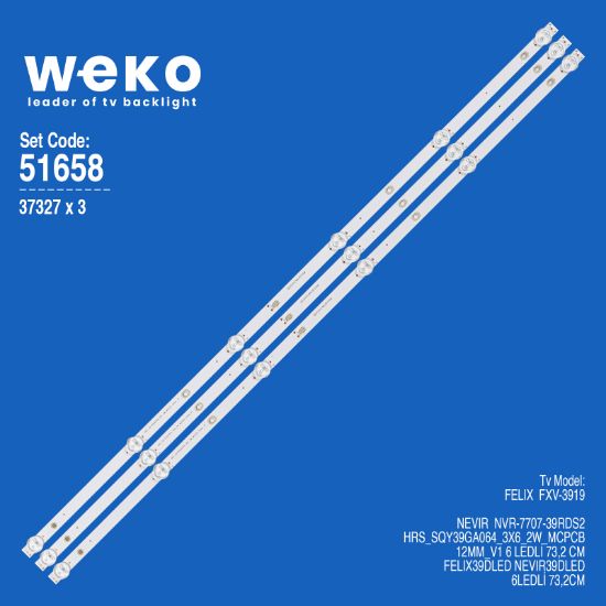 WKSET-6658 37327X3 HRS_SQY39GA064_3X6_2W_MCPCB 12MM_V1 3 ADET LED BAR resmi