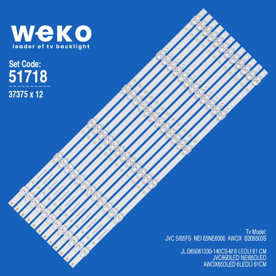 WKSET-6718 37375X12 JL.D65061330-140CS-M 12 ADET LED BAR resmi