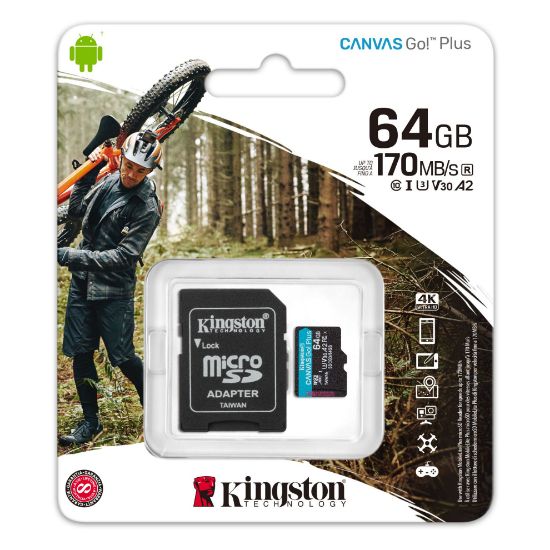 64GB MICRO SD CANAS GO KINGSTON SDCG3/64GB 170/70MB/s  resmi