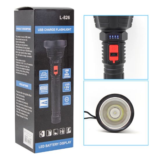 POWERMASTER L-826 USBLİ ŞARJLI 3 KADEMELİ 500 LÜMEN LEDLİ EL FENERİ resmi