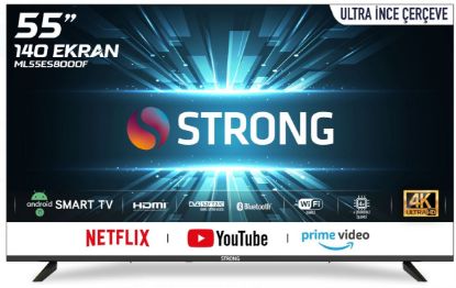 STRONG ML55ES8000F FRAMELESS 4K ULTRA HD 55 140 EKRAN UYDU ALICILI ANDROİD SMART LED TV resmi