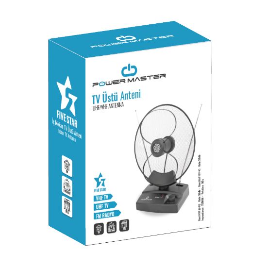 POWERMASTER 292 FIVE STAR İÇ MEKAN ELEKLİ TV ÜSTÜ ANTEN resmi