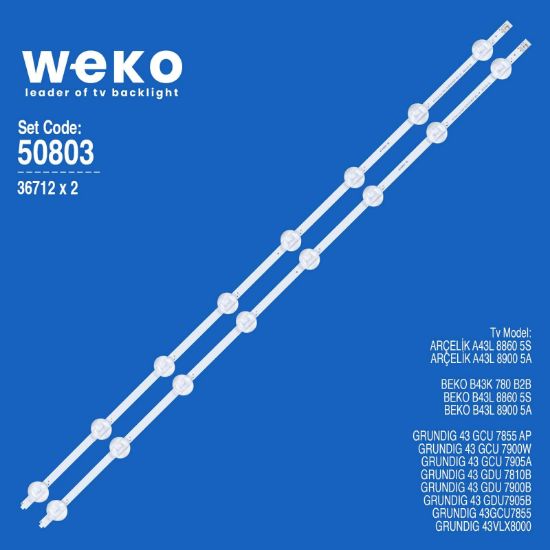 WKSET-5803 36712X2 ARCELİK_43_CLARİTY_2X8_1313FCA_8S1P REV.V4 2 ADET LED BAR resmi