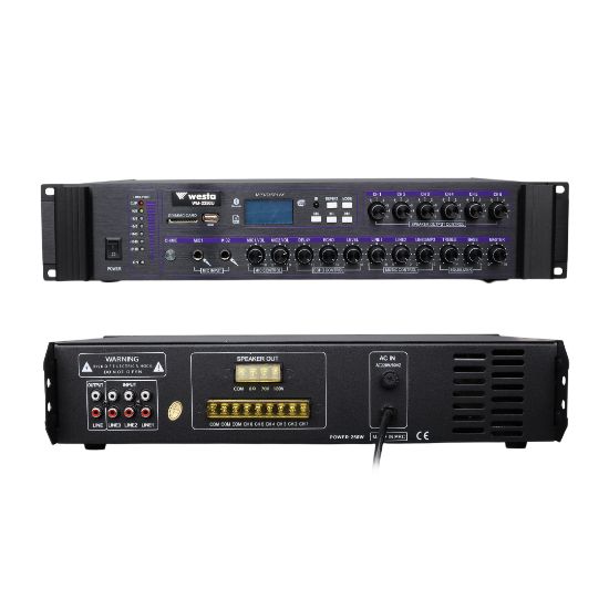 WESTA WM-2250U 250 WATT 100 VOLT USB/MP3/BLUETOOTH 6 BÖLGELİ TRAFOLU MIXER ANFİ resmi