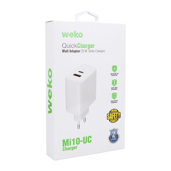 WEKO WK-21446 S11-UC 25 WATT 3.0 AMPER TYPE-C + USB ŞARJ BAŞLIK ADAPTÖRÜ resmi