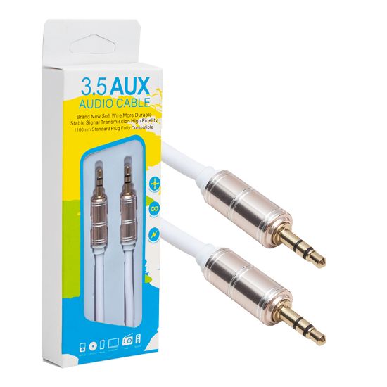 POWERMASTER PM-3835 3.5 MM ERKEK/ERKEK 1.1 METRE METAL BAŞLIK STEREO AUX KALIN SİLİKONLU KABLO resmi