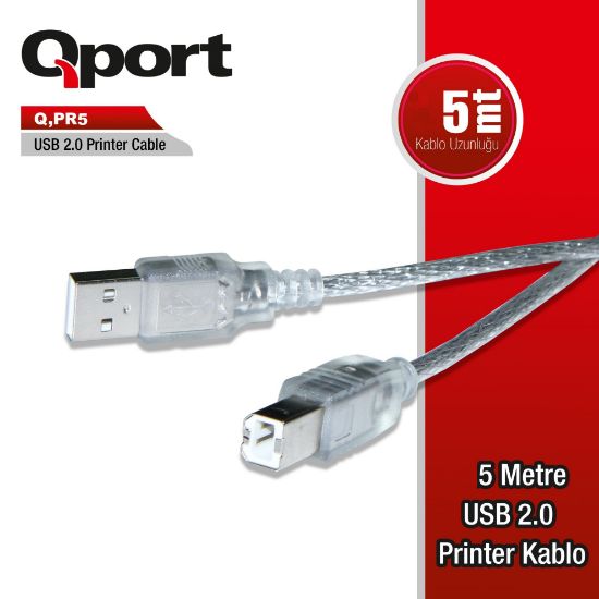 QPORT Q-PR5 USB2.0 5M YAZICI KABLOSU resmi