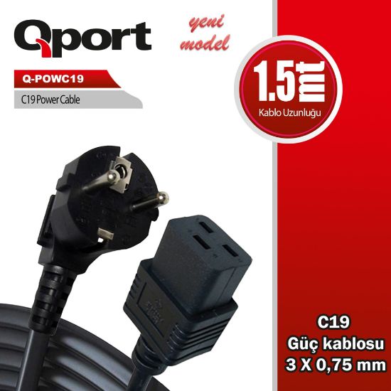 QPORT Q-POWC19 1.5M C19 POWER GUC KABLOSU resmi