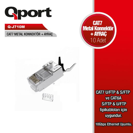 QPORT Q-J710M  CAT7 KONNEKTÖR VE AYRAÇ 10 ADET resmi