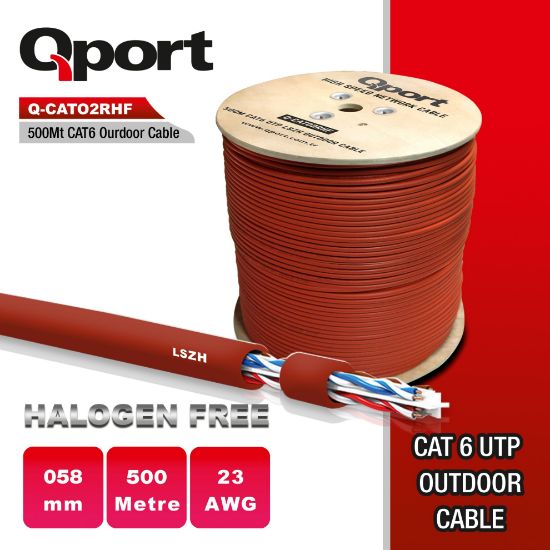 QPORT Q-CATO2RHF LSZH 500 METRE 23AWG MAKARALI HALOGEN FREE KABLO resmi