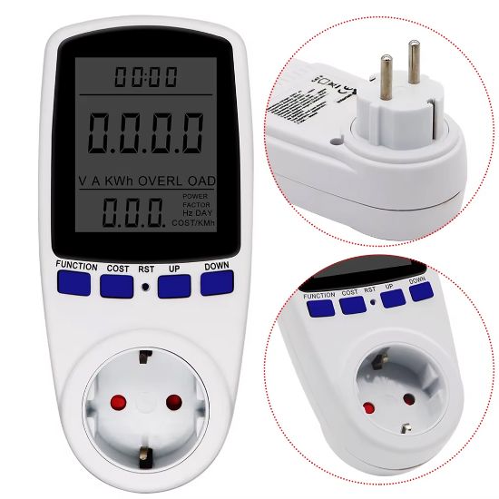 POWERMASTER PM-001 DIGITAL WATTMETRE ELEKTRİK ÖLÇÜM CİHAZI (230V-3680W-MAX-16A) resmi