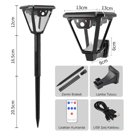 POWERMASTER HS-V83 SOLAR SENSÖRLÜ 100 SMD LEDLİ 3 MODLU BAHÇE VE DUVAR LAMBASI resmi