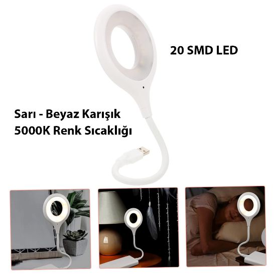 POWERMASTER PORTATİF AKROBATİK 20 SMD LEDLİ USB GECE KİTAP OKUMA ÇALIŞMA LAMBASI (POWERBANK UYUMLU) resmi