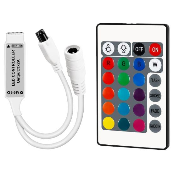 MİNİ 24 TUŞLU 5 VOLT - 12 VOLT - 24 VOLT - 3.2 AMPER KUMANDALI RGB LED KONTROL CİHAZI resmi