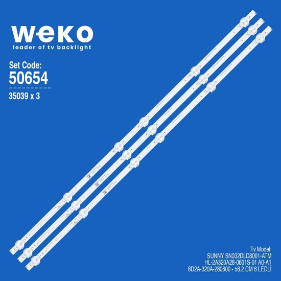 WKSET-5654 35039X3 HL-2A320A28-0601S-01 A0-A1 - 8D2A-320A-280600 3 ADET LED BAR resmi