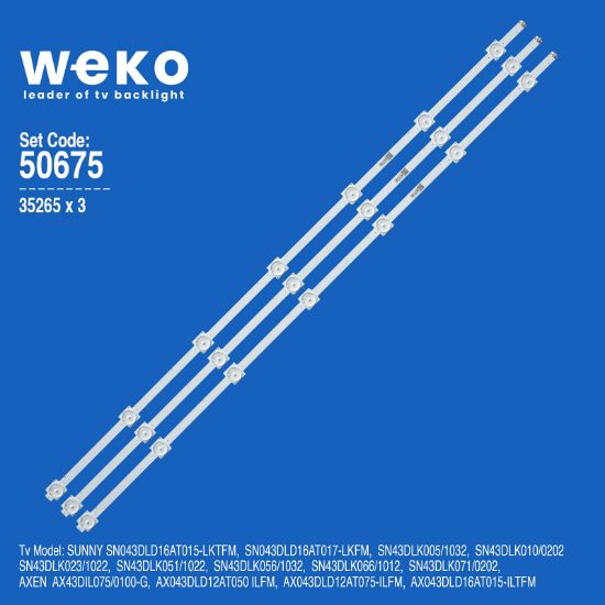 WKSET-5675 35265X3 C-SKA43D730 3*7 - YAL13-00715150 3 ADET LED BAR (51601 İLE UYUMLU) resmi