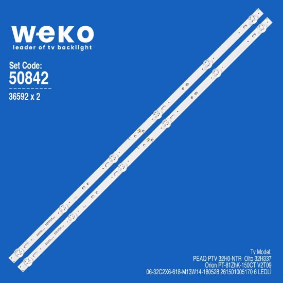 WKSET-5842 36592X2 06-32C2X6-618-M13W14-180528 261501005170 2 ADET LED BAR (3V6LED61,8CM) resmi