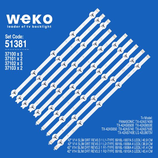 WKSET-6381 37100X3 37101X2 37102X3 37103X2 42 V14 SLİM DRT REV0.3 1 10 ADET LED BAR resmi