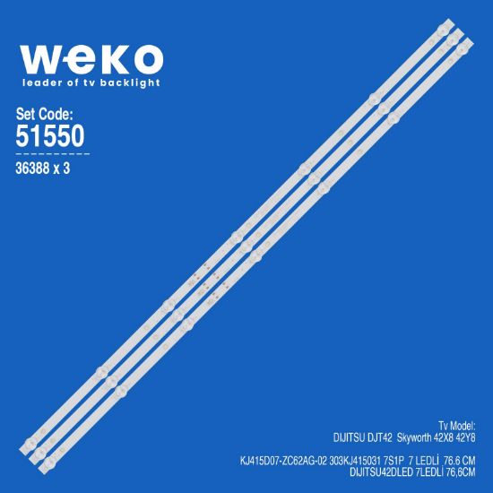 WKSET-6550 36388X3 KJ415D07-ZC62AG-02 303KJ415031 3 ADET LED BAR resmi