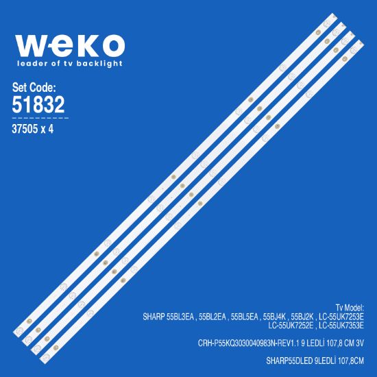 WKSET-6832 37505X4 CRH-P55KQ3030040983N-REV1.1  4 ADET LED BAR 3V resmi