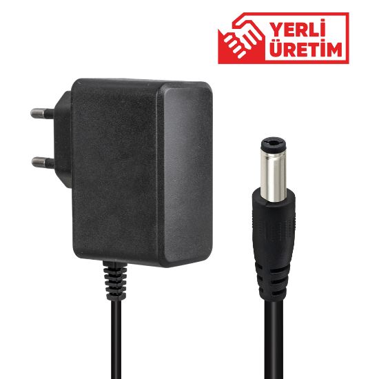 WEKO 12 VOLT - 1 AMPER 5.5*2.5 UÇLU YERLİ ÜRETİM PLASTİK KASA PRİZ TİPİ  ADAPTÖR resmi