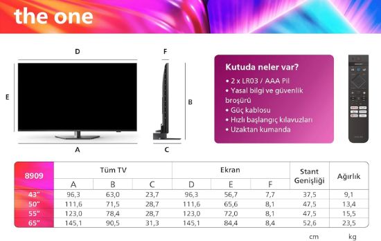 PHILIPS 65PUS8909 4K ULTRA HD 65" 165 EKRAN UYDU resmi