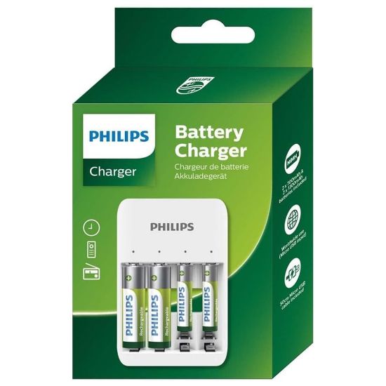 PHILIPS SCB4013NB/00 4LÜ 2 ADET X AAA 700 MAH + 2 ADET X AA 1300 MAH PİLLER DAHİL - PİL ŞARJ CİHAZI resmi