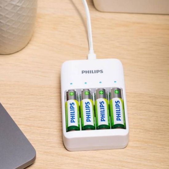 PHILIPS SCB4013NB/00 4LÜ 2 ADET X AAA 700 MAH + 2 ADET X AA 1300 MAH PİLLER DAHİL - PİL ŞARJ CİHAZI resmi