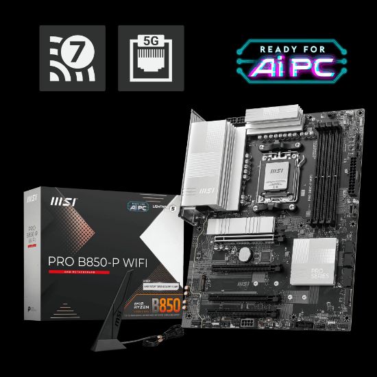 MSI MB PRO B850-P WIFI AM5 DDR5 8200MHZ(OC) HDMI 3x M.2 USB 10Gbs 5G LAN WI-FI 7 ATX resmi