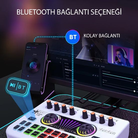 MAGICVOICE JC-X3 PROFESYONEL DİJİTAL MİXER (SİYAH RENK) 210X130X40MM resmi