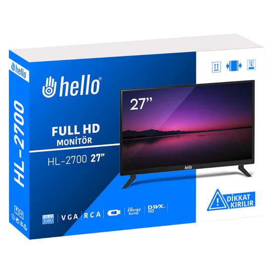 HELLO HL-2700 27 AUDIO IN-RCA-VGA-HDMI-USB 12 VOLT ADAPTÖRLÜ FULL HD LED MONİTÖR resmi