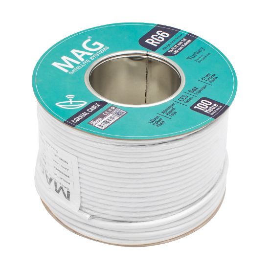 MAG RG6/U6 1.00 MM 64*0.12 TEL CCS MAKARALI YERLİ ÜRETİM ANTEN KABLOSU  (100 METRE) resmi