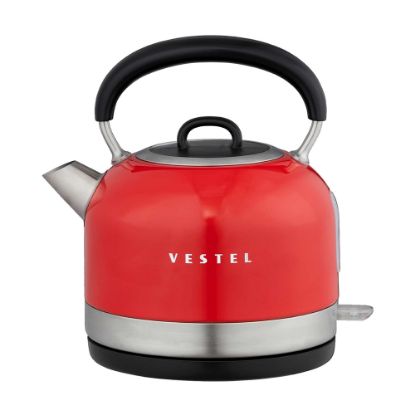VESTEL RETRO KIRMIZI 2200 W 1.7 LT CELIK KETTLE resmi