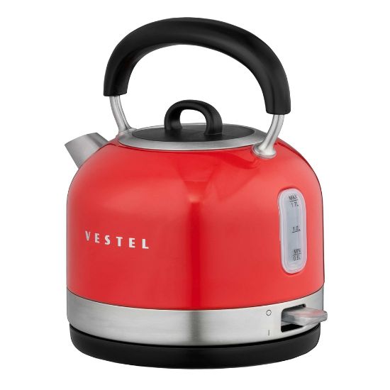 VESTEL RETRO KIRMIZI 2200 W 1.7 LT CELIK KETTLE resmi