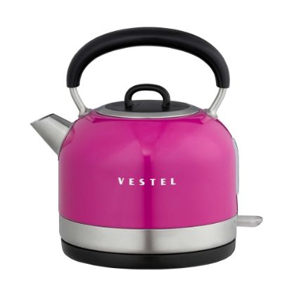 VESTEL RETRO PEMBE 2200 W 1.7 LT CELIK KETTLE resmi