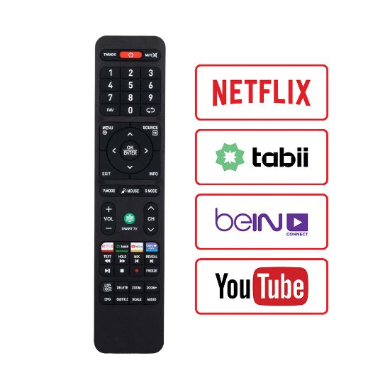 WEKO KL ONVO-SABA-NORDMENDE-MORIO BEIN - TABII- NETFLIX- YOUTUBE TUŞLU ANDROID SMART LCD TV KUMANDA resmi