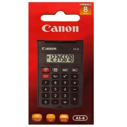 CANON AS-8 SİYAH 8 HANELİ KAPAKLI CEP TİPİ HESAP MAKİNESİ resmi