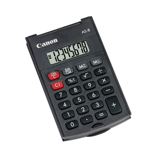 CANON AS-8 SİYAH 8 HANELİ KAPAKLI CEP TİPİ HESAP MAKİNESİ resmi