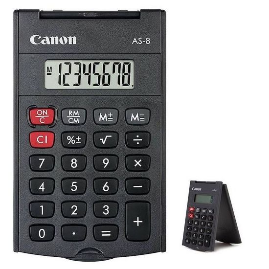 CANON AS-8 SİYAH 8 HANELİ KAPAKLI CEP TİPİ HESAP MAKİNESİ resmi