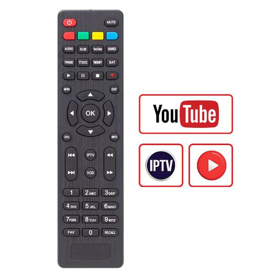 HEY KR MAGBOX ORBİT*MARGINAL*BRAWOO IPTV-VOD-YOUTUBE TUŞLU HD UYDU SLİM KUMANDA (40057=33306) resmi