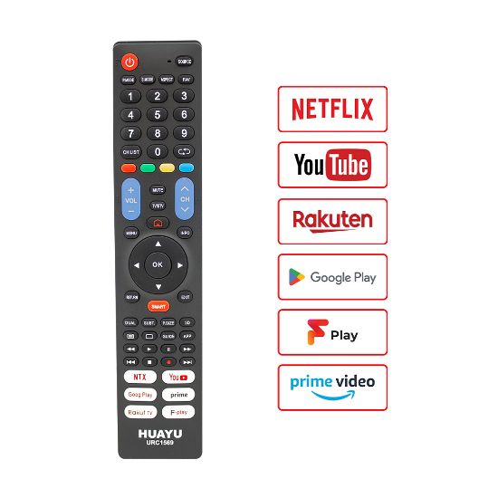 HUAYU KL URC1569 NETFLIX-YOUTUBE-PRIME VIDEO-GOOGLE PLAY-RAKUTEN TUŞLU 7IN1 UNIVERSAL LCD LED TV AKILLI KUMANDA resmi